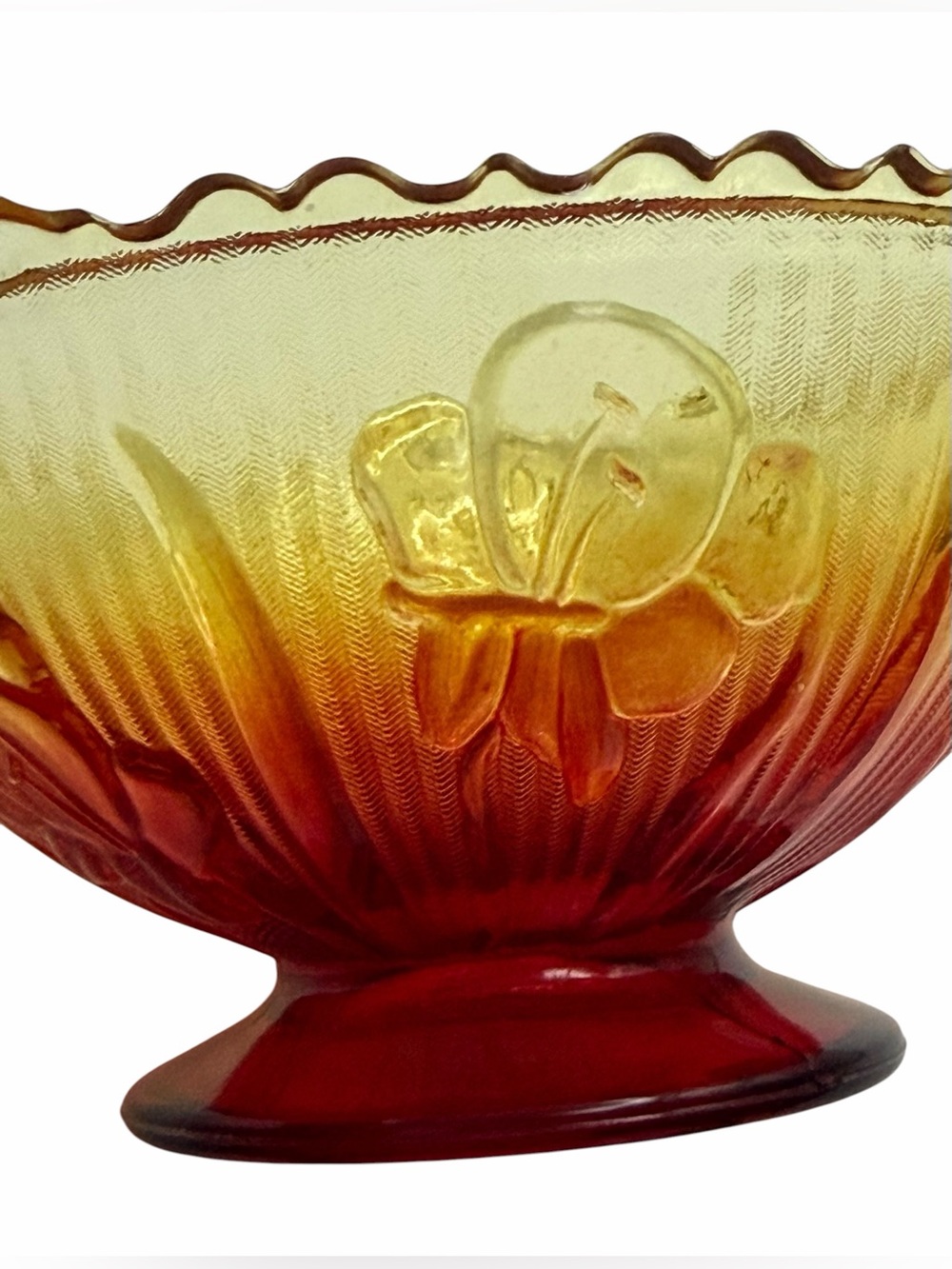 Vintage Jeannette Glass Company Iris and Herringbone Pattern Footed Candy Dish - Picture 5 of 11